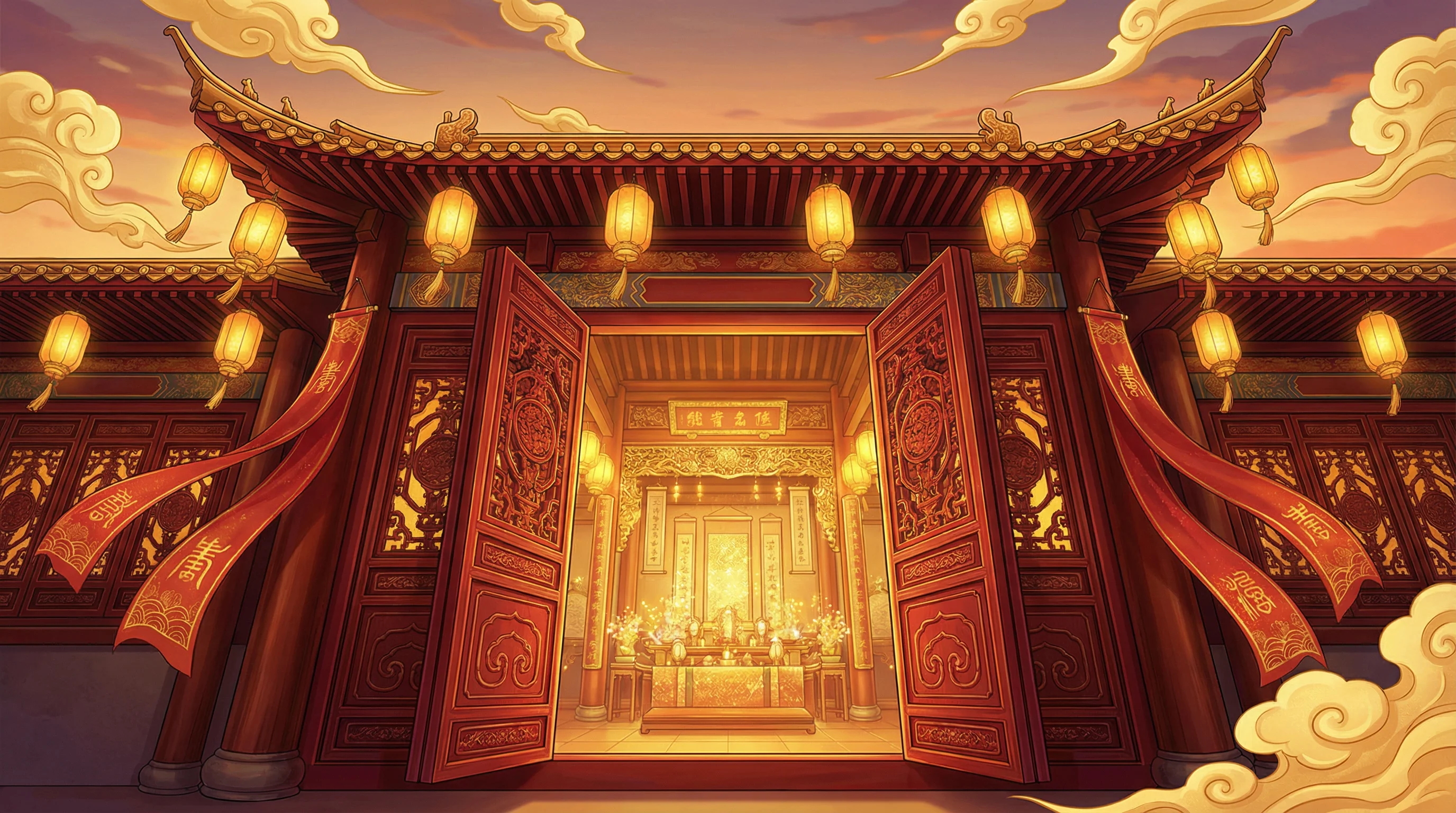 朱红大门东方福运祈愿堂主视觉 - 福利彩票